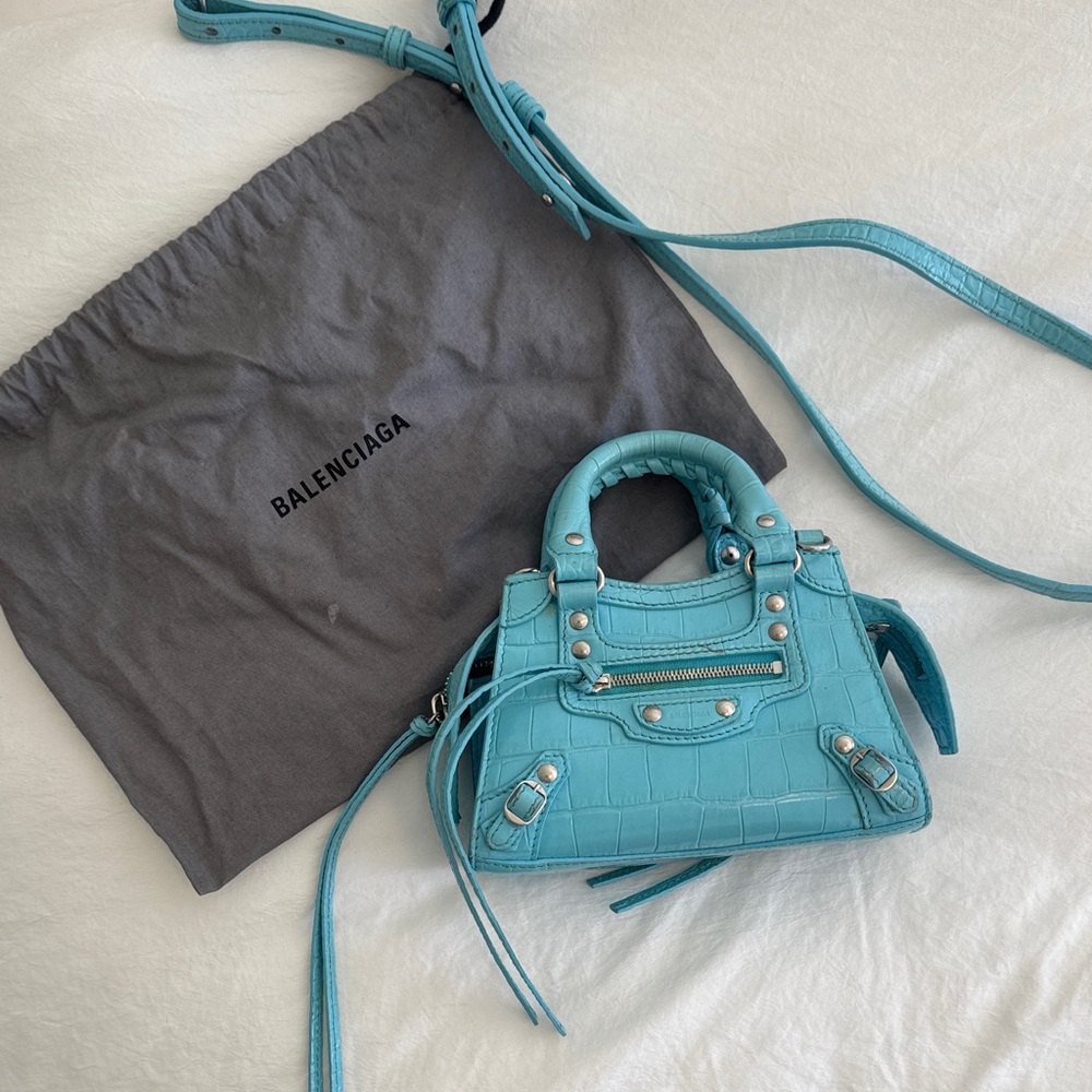 Balenciaga Neo Cagole City Bag in Aqua Blue